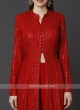 Chiffon Red Gharara Suit